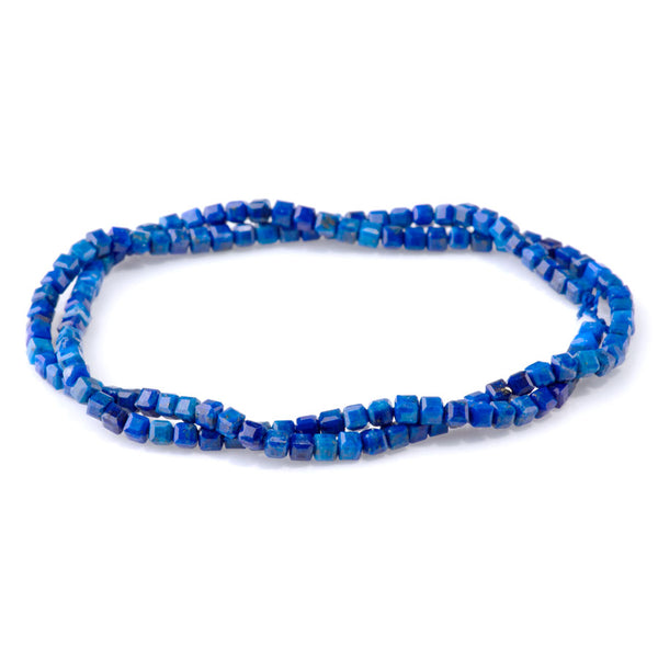Lapis 3mm Table Cut Cube A Grade Bead - 15-16 Inch