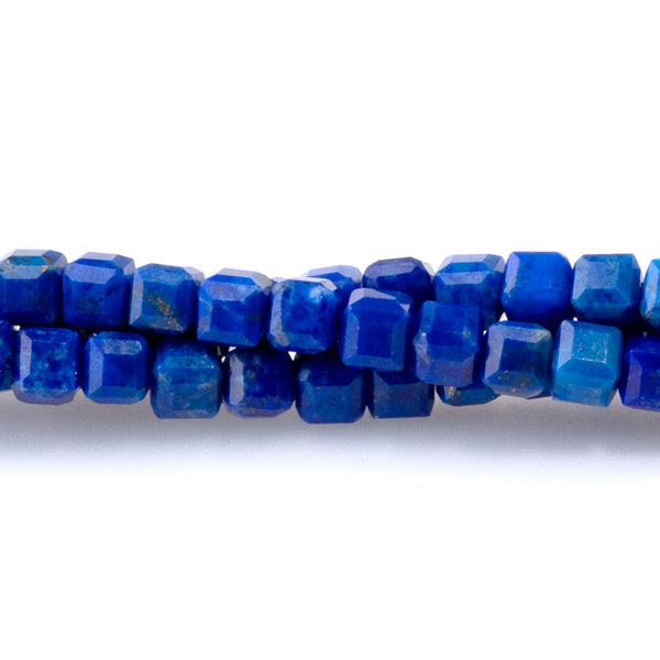 Lapis 3mm Table Cut Cube A Grade Bead - 15-16 Inch