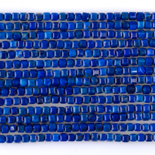 Lapis 3mm Table Cut Cube A Grade Bead - 15-16 Inch