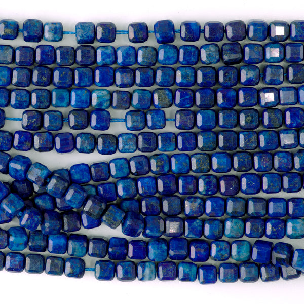 Lapis (Dyed) 5mm Table Cut Cube Bead - 15-16 Inch