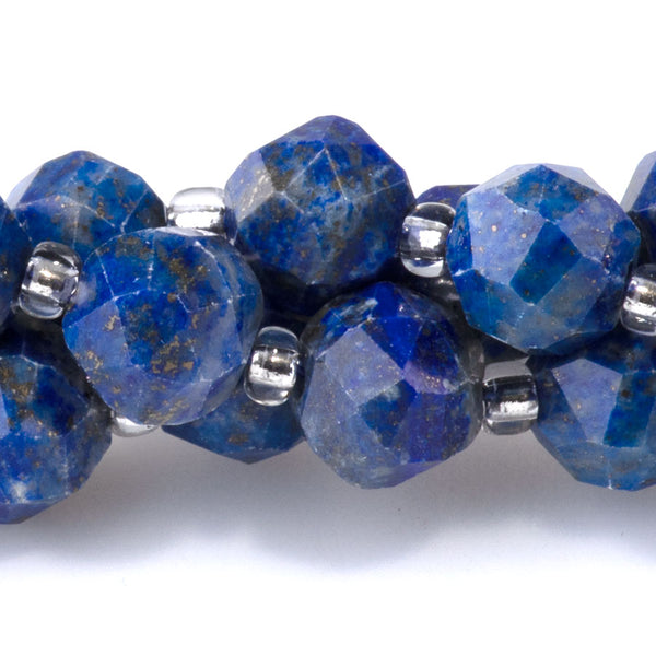 Lapis 7x8mm Faceted Round Nugget - 15-16 Inch