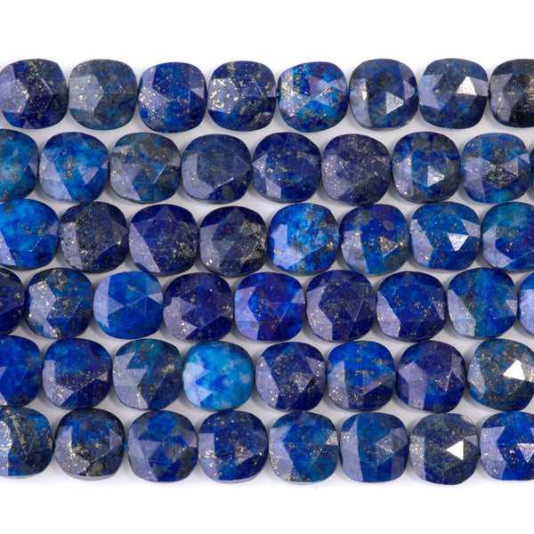 Lapis 8mm Faceted Puff Square - 15-16 Inch