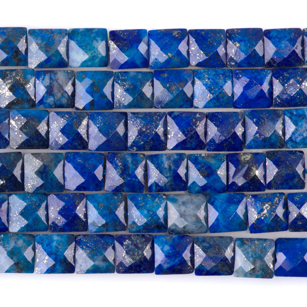 Lapis 8mm Faceted Square A Grade - 15-16 Inch