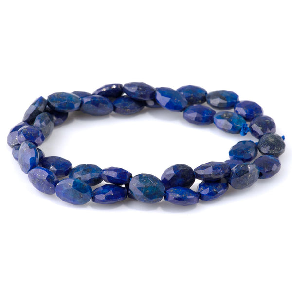 Lapis (Dyed) 8x10mm Triangle Cut Faceted Puff Oval A Grade - 15-16-Inch