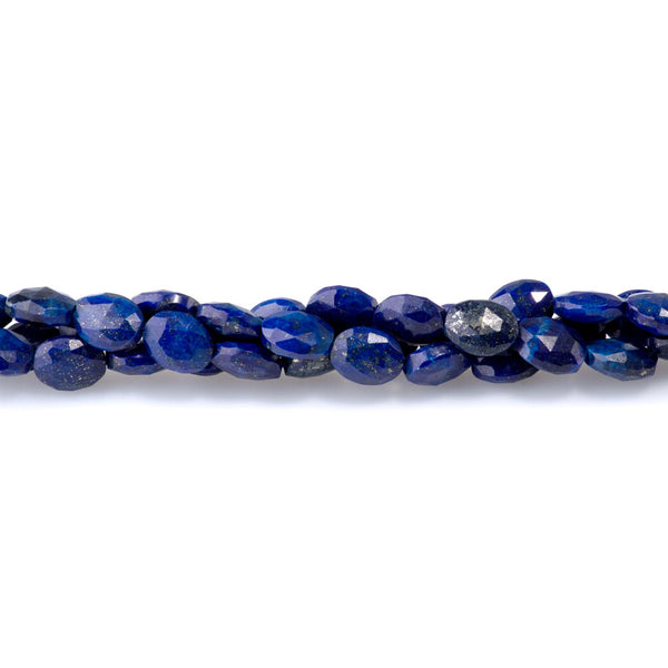 Lapis (Dyed) 8x10mm Triangle Cut Faceted Puff Oval A Grade - 15-16-Inch