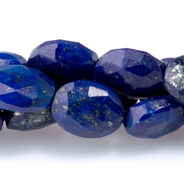 Lapis (Dyed) 8x10mm Triangle Cut Faceted Puff Oval A Grade - 15-16-Inch