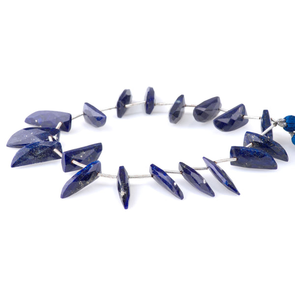 Lapis 8x20mm Faceted Teeth - 9 Inch