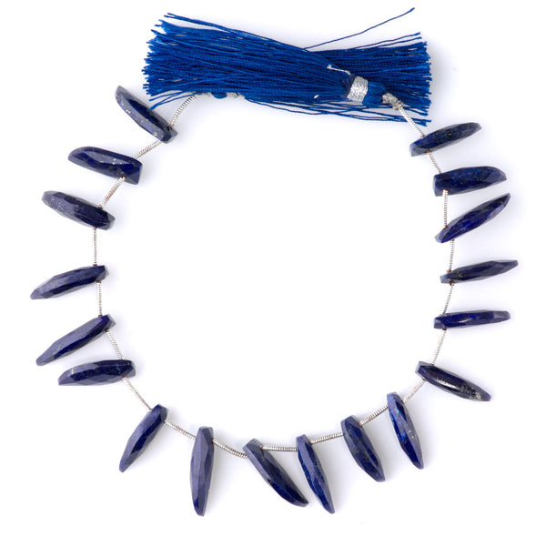 Lapis 8x20mm Faceted Teeth - 9 Inch