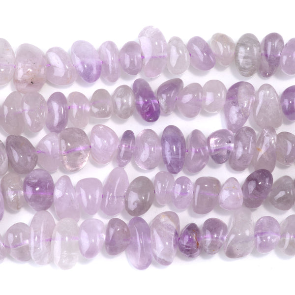 Lavender Amethyst 8x10-9x13mm Side Drilled Pebble - 15-16 Inch