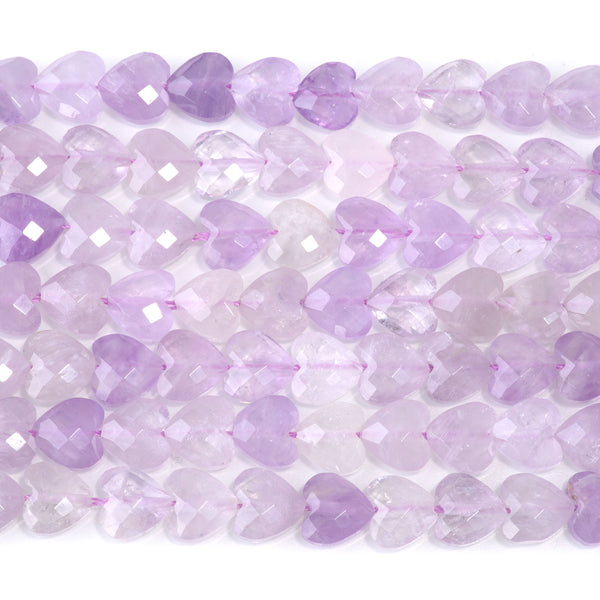 Lavender Amethyst 8mm Faceted Puff Heart - 15-16 Inch