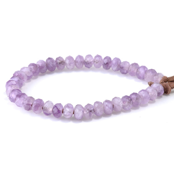 Lavender Amethyst 8mm Faceted Rondelle Large Hole (2-2.5mm) 8-Inch