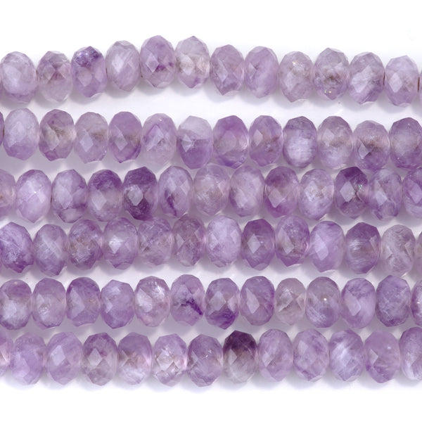 Lavender Amethyst 8mm Faceted Rondelle Large Hole (2-2.5mm) 8-Inch