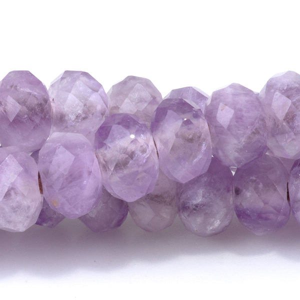 Lavender Amethyst 8mm Faceted Rondelle Large Hole (2-2.5mm) 8-Inch