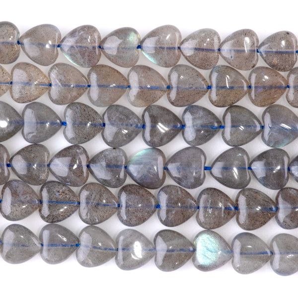 Labradorite 10mm Heart AA Grade - 15-16 Inch