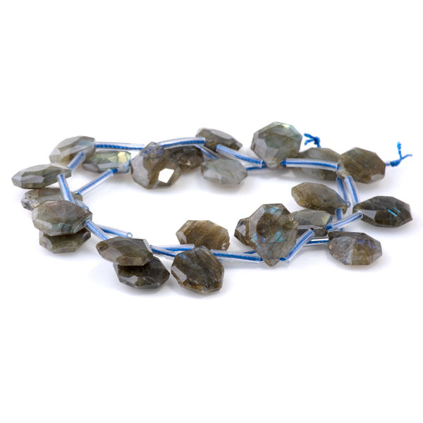 Labradorite 13x15mm Faceted Top Drilled Irregular Tear Drop - 15-16 Inch