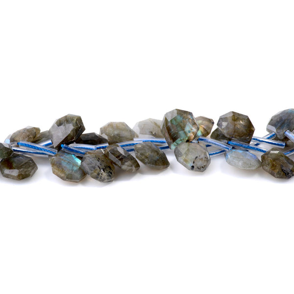 Labradorite 13x15mm Faceted Top Drilled Irregular Tear Drop - 15-16 Inch
