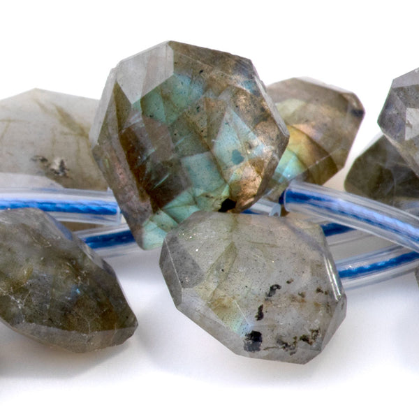 Labradorite 13x15mm Faceted Top Drilled Irregular Tear Drop - 15-16 Inch
