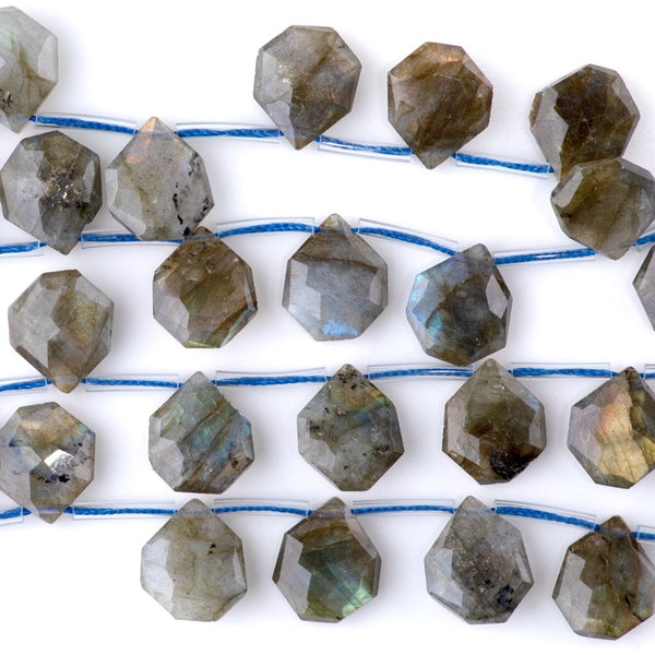 Labradorite 13x15mm Faceted Top Drilled Irregular Tear Drop - 15-16 Inch