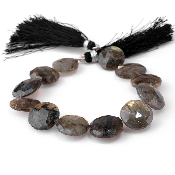 Labradorite 15-18mm Faceted Irregular Coin - 8 Inch