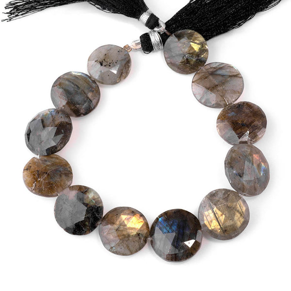 Labradorite 15-18mm Faceted Irregular Coin - 8 Inch