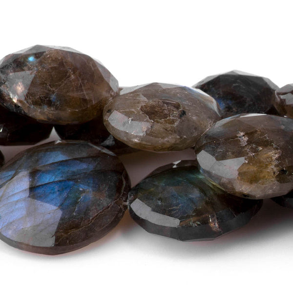 Labradorite 15-18mm Faceted Irregular Coin - 8 Inch