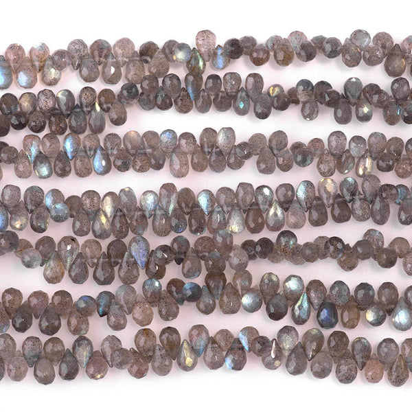 Labradorite 3x6-6x9mm Faceted Irregular Drop - 8 Inch