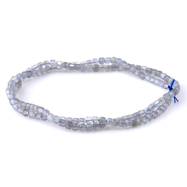 Labradorite 3mm Table Cut Cube A Grade Bead - 15-16 Inch