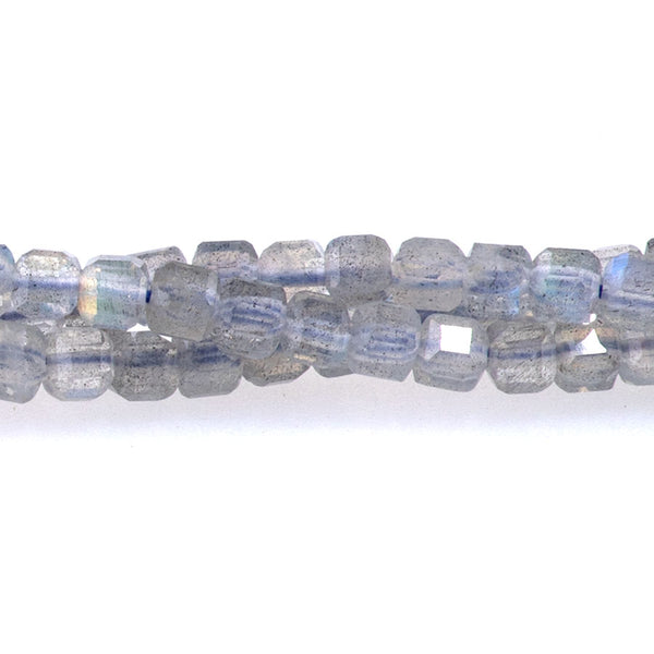 Labradorite 3mm Table Cut Cube A Grade Bead - 15-16 Inch