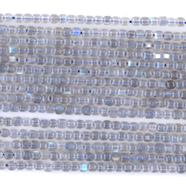 Labradorite 3mm Table Cut Cube A Grade Bead - 15-16 Inch