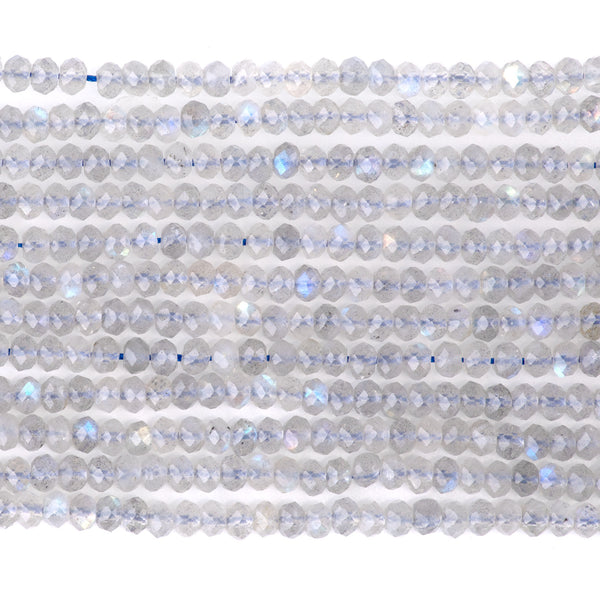 Labradorite 3x4mm Faceted Rondelle AAA Grade- 15-16 Inch