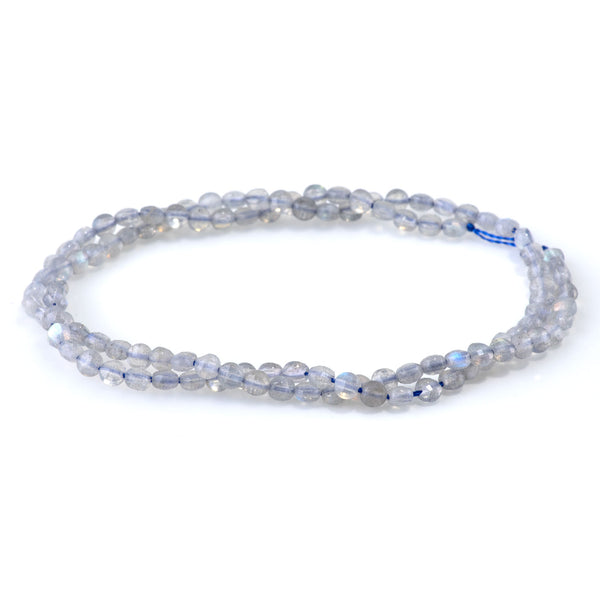 Labradorite 4mm Coin Faceted A Grade - 15-16 Inch