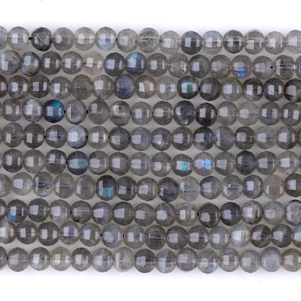 Labradorite 4mm Faceted Lantern A Grade - 15-16 Inch