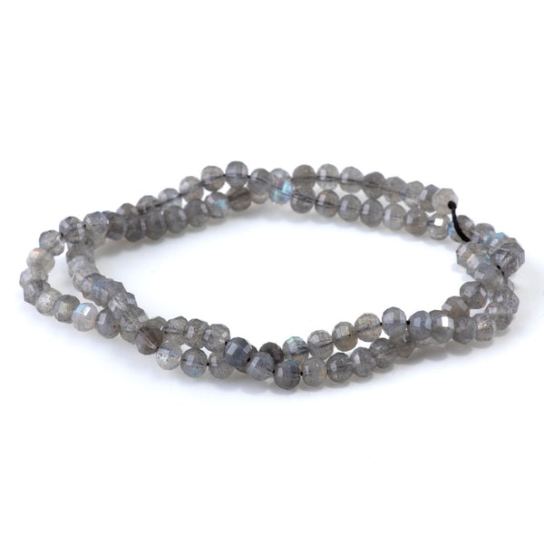 Labradorite 4mm Faceted Lantern AA Grade - 15-16 Inch