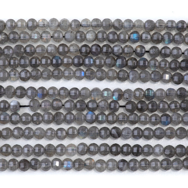 Labradorite 4mm Faceted Lantern AA Grade - 15-16 Inch
