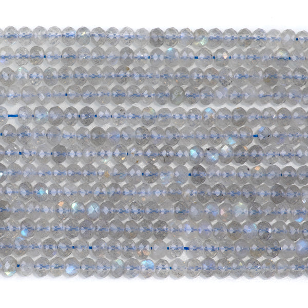 Labradorite 2.5x4 Faceted Rondelle AAA Grade - 15-16 Inch