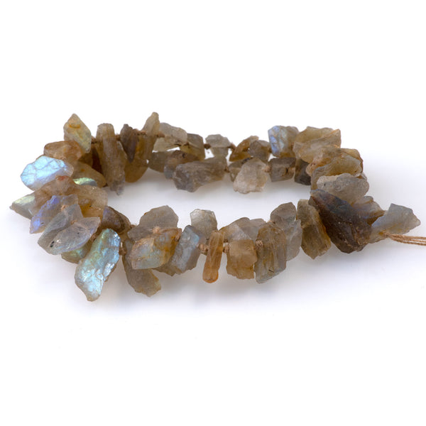 Golden Labradorite 5x12-7x18mm Top Drill Rough Nugget A Grade - 15-16 Inch