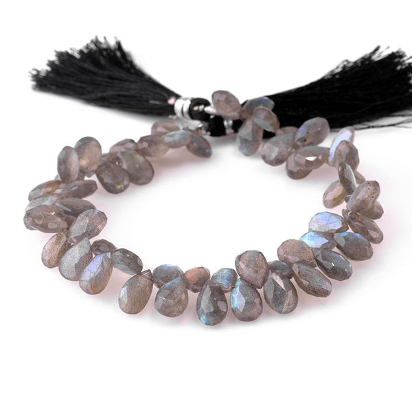 Labradorite 6x8-8x11mm Faceted Irregular Pear - 8 Inch