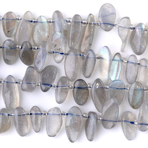Labradorite 6x12-10x20mm Free Form Dancing Drops A Grade - 15-16 Inch