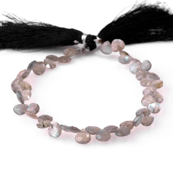 Labradorite 6-8mm Faceted Irregular Heart - 8 Inch