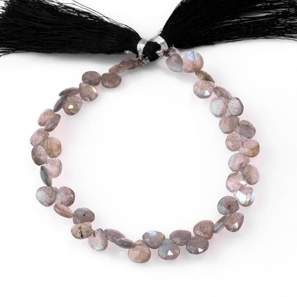Labradorite 6-8mm Faceted Irregular Heart - 8 Inch