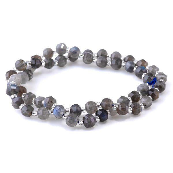 Labradorite 6mm Faceted Lantern A Grade - 15-16 Inch