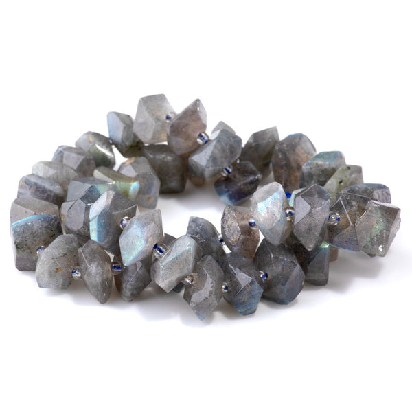 Labradorite 8x12-10x14mm Side Drill Faceted Nugget A Grade - 15-16 Inch
