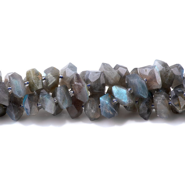 Labradorite 8x12-10x14mm Side Drill Faceted Nugget A Grade - 15-16 Inch