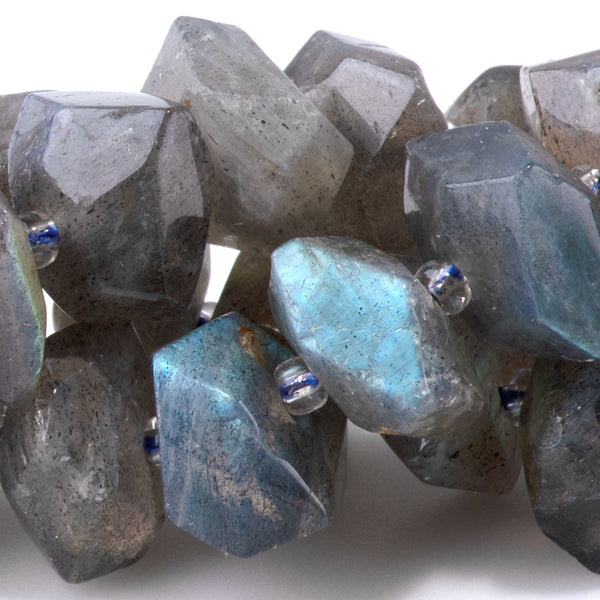Labradorite 8x12-10x14mm Side Drill Faceted Nugget A Grade - 15-16 Inch