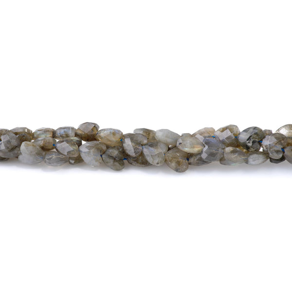Labradorite 8mm Faceted Puff Heart A Grade - 15-16 Inch