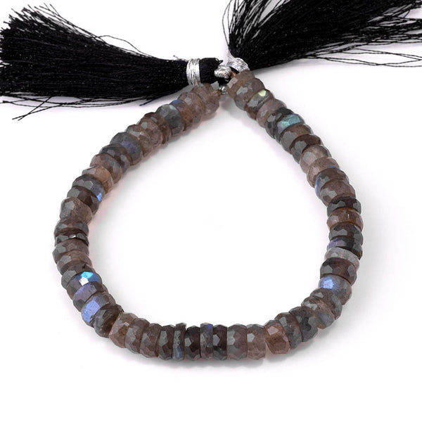 Labradorite 8mm Faceted Irregular Rondelle - 8 Inch