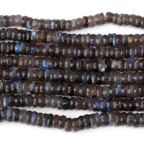 Labradorite 8mm Faceted Irregular Rondelle - 8 Inch