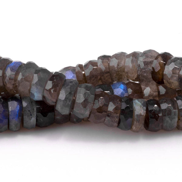 Labradorite 8mm Faceted Irregular Rondelle - 8 Inch
