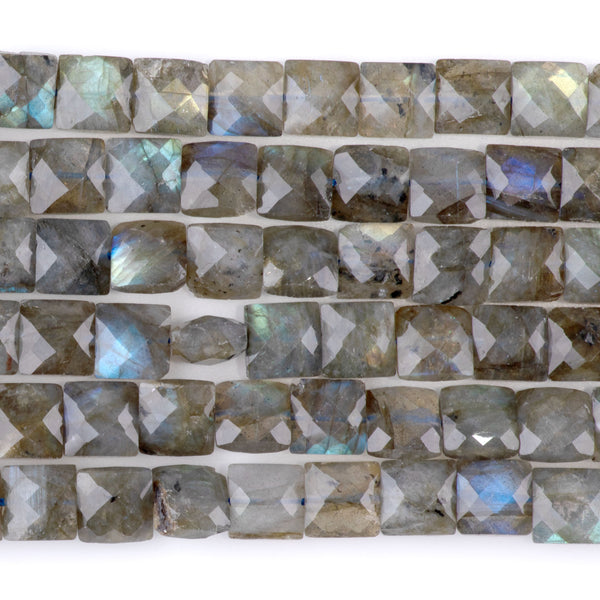 Labradorite 8mm Faceted Square A Grade - 15-16 Inch