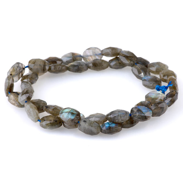 Labradorite 8x10mm Triangle Cut Faceted Puff Oval A Grade - 15-16-Inch